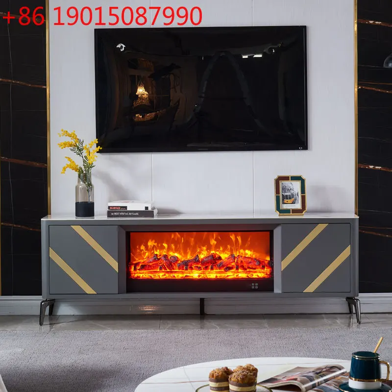 Camino minimalista da 1,8 m mobile TV in legno massello simulato fuoco decorazione armadio villa camino in ardesia riscaldamento