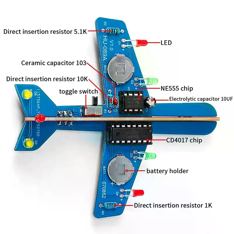 1/2/3Set LED Flow Light Aircraft Model Kit DIY Electronic Science Assembly Kit DIY Electronic Welding Set School Supplies