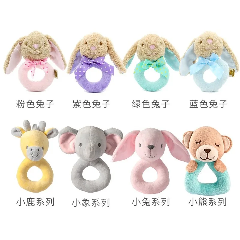 

New Baby Rattle Toys Cartoon Animals Plush Infant Hand Ring Bed Toys for Newborn 0-24 Months Toddler Early Educational Toy