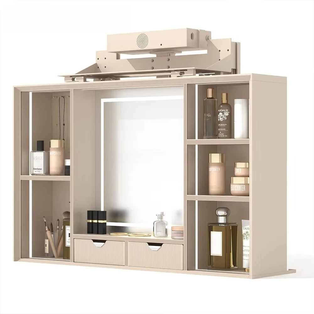 Hand-sweep & Voice Control Intelligent Lift Vanity Cabinet Built in Wardrobe Smart Lifting Storage System