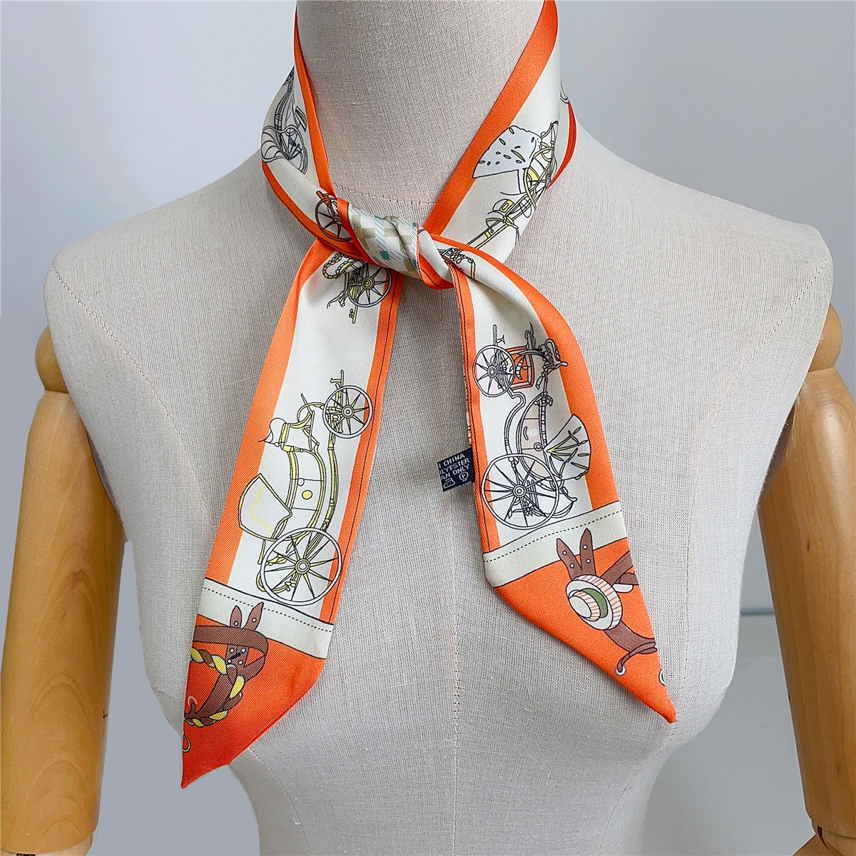 Classic Checkered Carriage Brand Design Twill Silk Scarf Luxury Scarf Women Foulard Skinny Bag Scarves Neckerchief Headband New