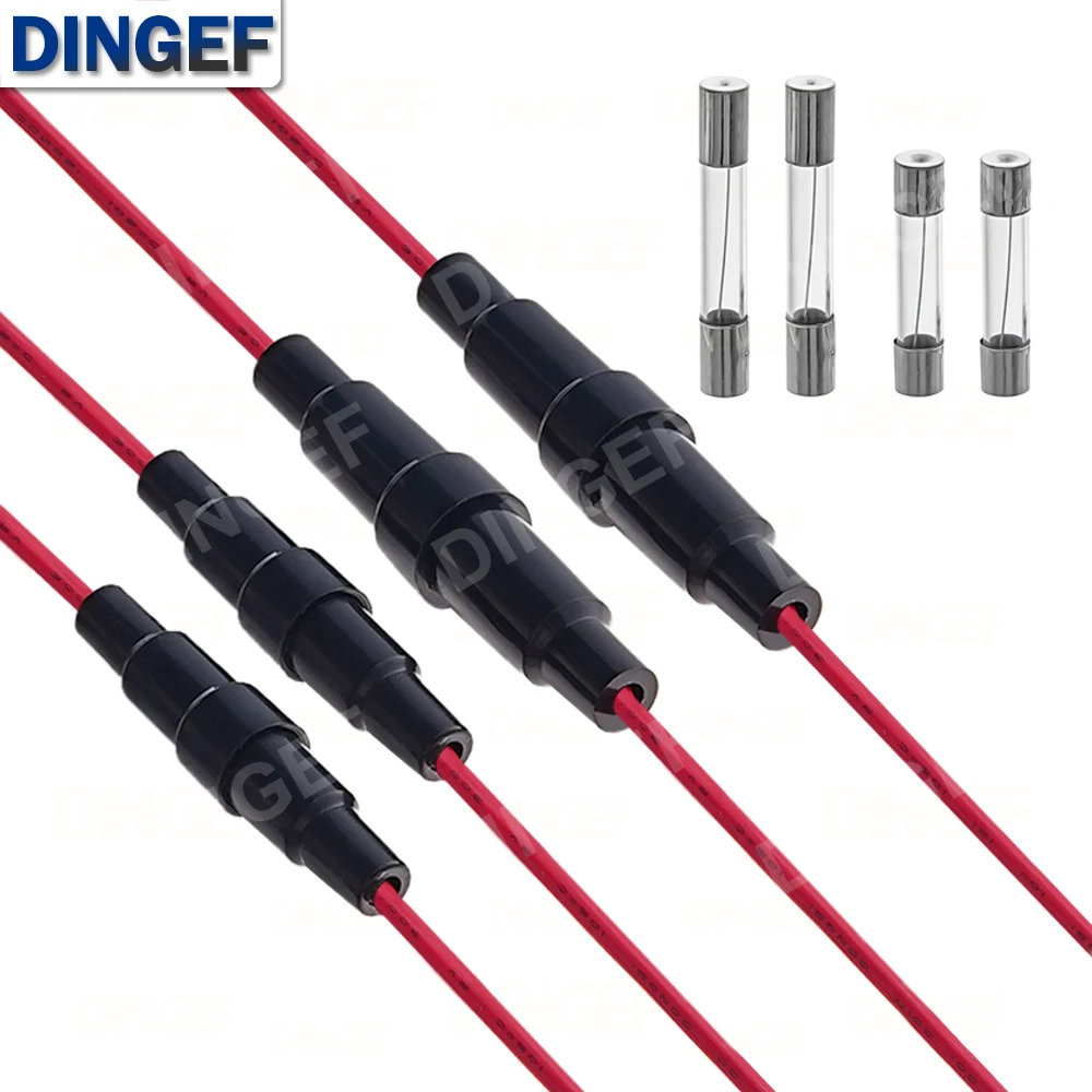 5PCS 5*20mm 6*30mm Glass Fuse Holder Screw Type 5X20mm with 22AWG Wire Cable 250V 5X20MM Glass Fuse Tube Fuse Casing