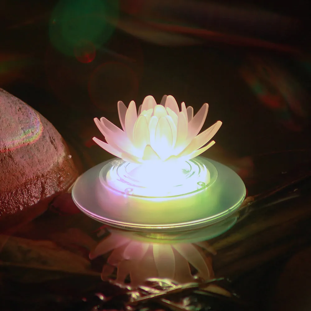 

Solar Pond Lights Floating Color Changing Lotus Flower Pool Lights Led Waterproof Outdoor Swimming Pool Submersible Lights