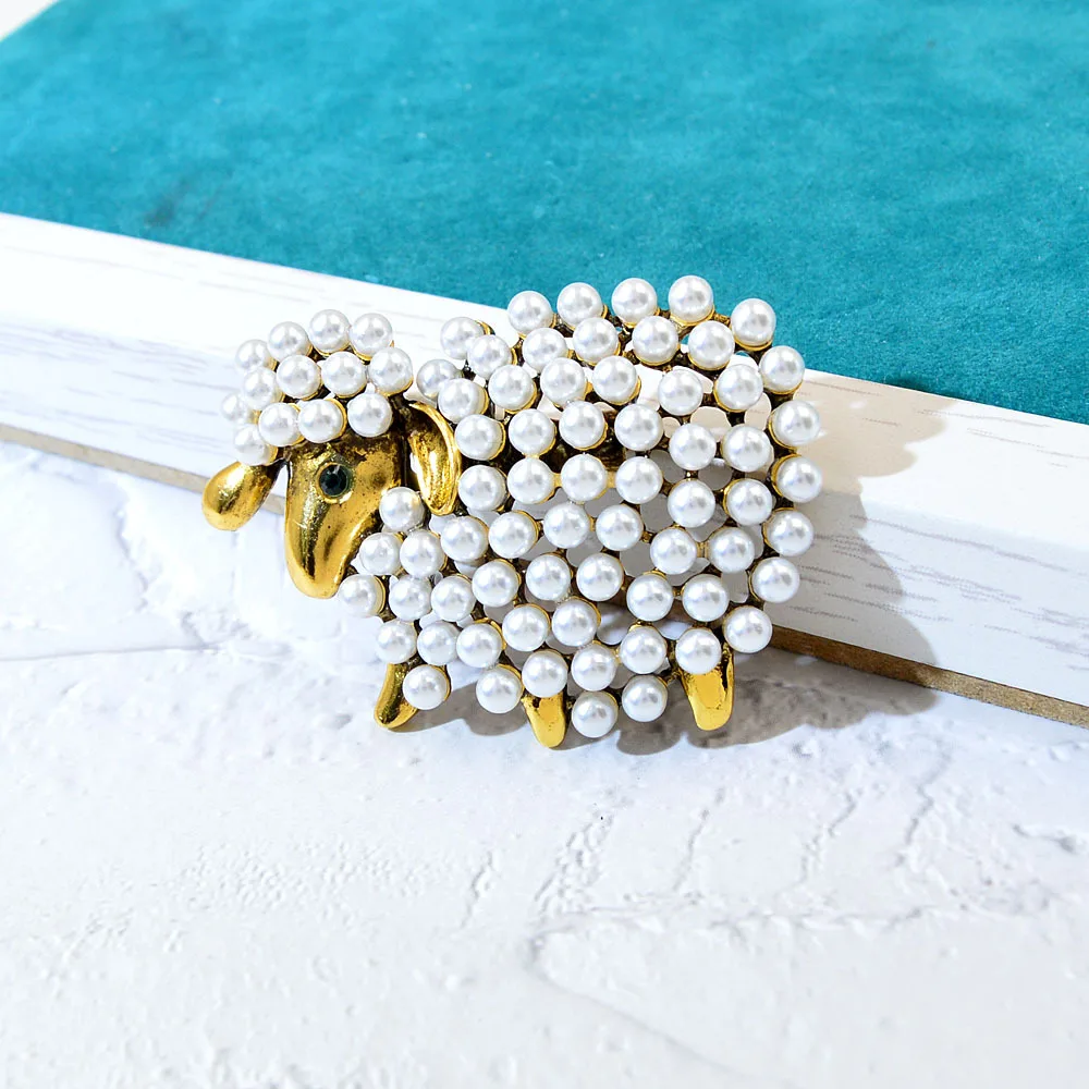 925 Silver Brooch Fashion Gold Sheep Pearl Brooches Pin for Women Luxury Brand Designer Female Accessories Hmong Jewelry Gift