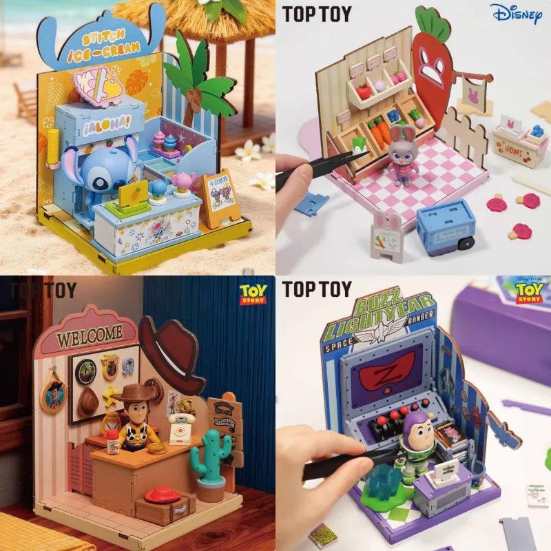 

Оригинальный Дисней Стич История игрушек Zootopia Diy Сборка Сцена Коллекционная аниме Фигурка Модель Игрушки Украшение рабочего стола Подарки