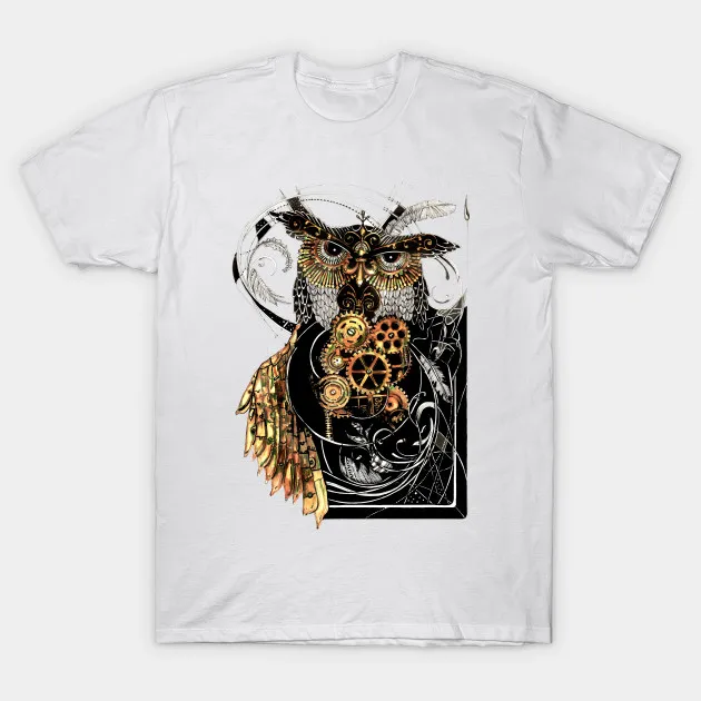 High Quality Fashion Design Steampunk Owl Art Mens T-Shirt. Summer Cotton Short Sleeve O-Neck Unisex T Shirt New S-3XL