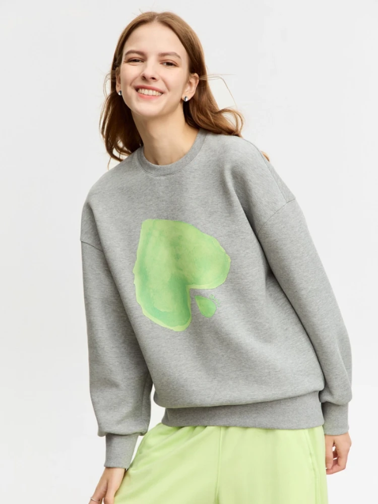 AMII بلوزات الحد الأدنى للمرأة 2025 شتاء جديد س الرقبة طباعة عادية فضفاض البلوز كم طويل عادية محبوك 12344134