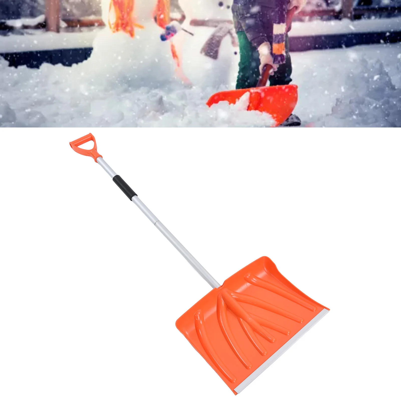 Snow Shovel Large Capacity D Shaped Handle Aluminum Alloy Plastic Material Detachable Assemblable Shovelling Tool