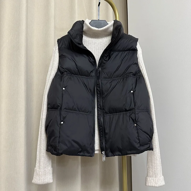 

2025 New Down Vest Women's Stand-up Collar Short Loose and Versatile White Duck Down Jacket Vest