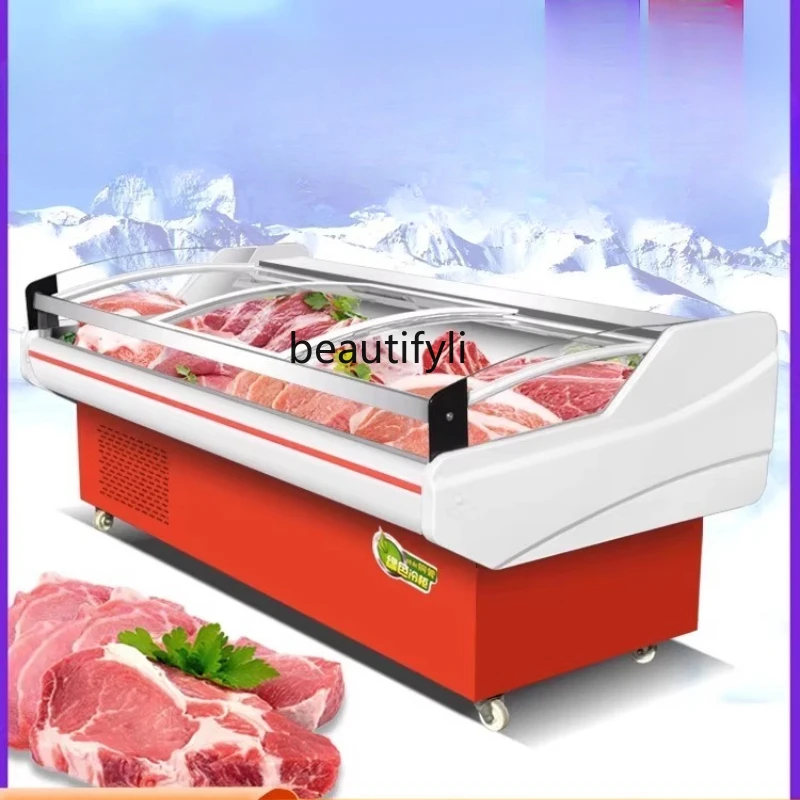 

Fresh meat display cabinet Commercial supermarket meat refrigerated fresh-keeping cabinet Deli direct cold ordering cabinet