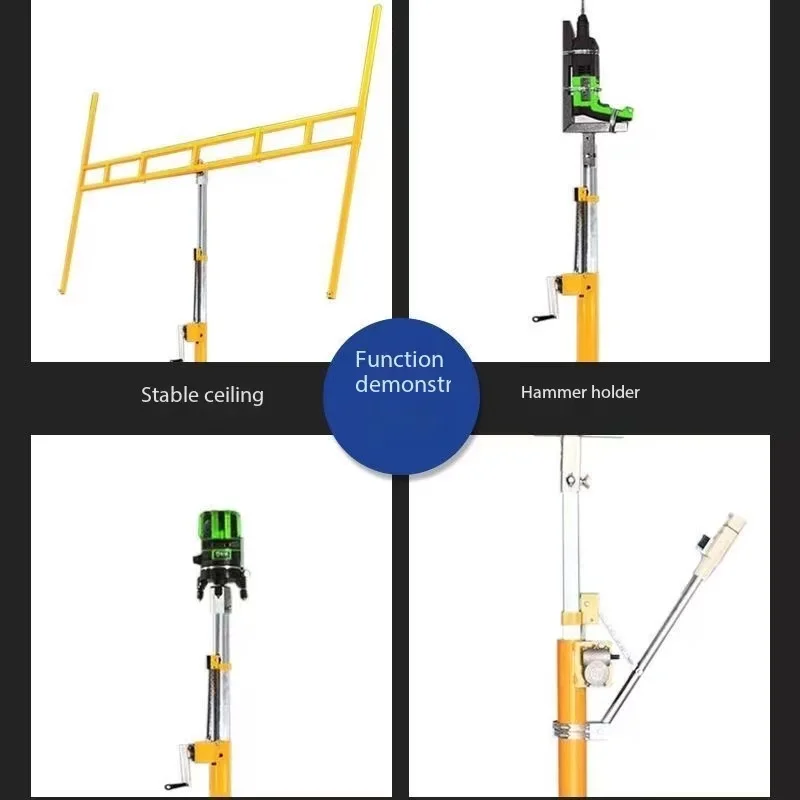 Imagem -06 - Artefato Portátil Girando Mesa de Elevação Placa Heavy Duty Drywall Elevador Talha de Teto 160kg 3.2m 3.7m