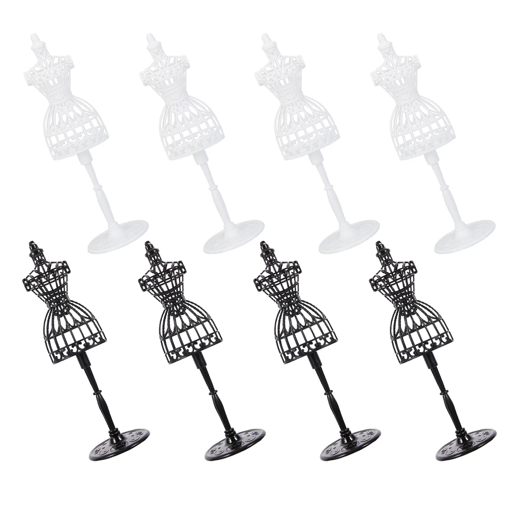 8 pezzi in plastica per manichino femminile, supporto per esposizione, mini supporto per vestiti, supporto per abbigliamento, accessori per casa delle bambole