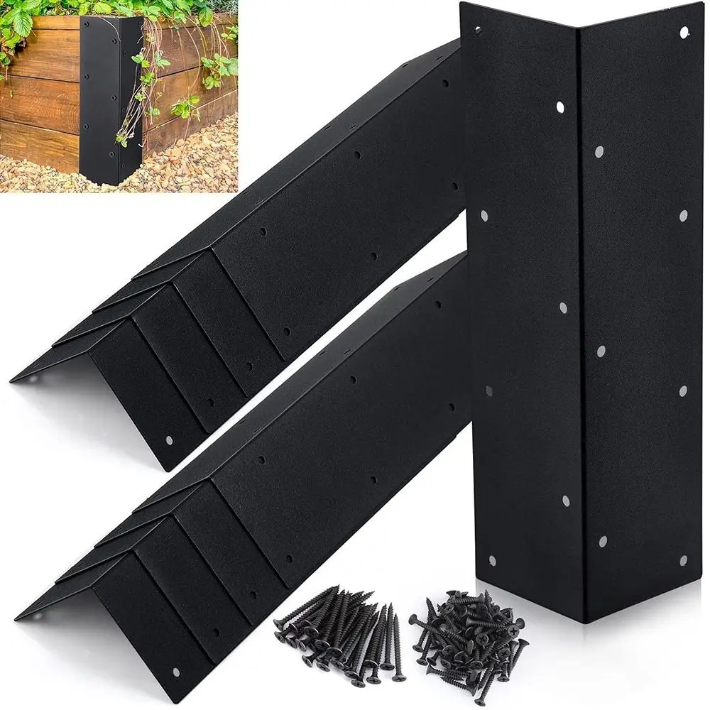 Durable Metal Garden Bed Corner Bracket with Screws Rustproof 90 Degree Edging Fixing Bracket Furniture Right Angle Connector