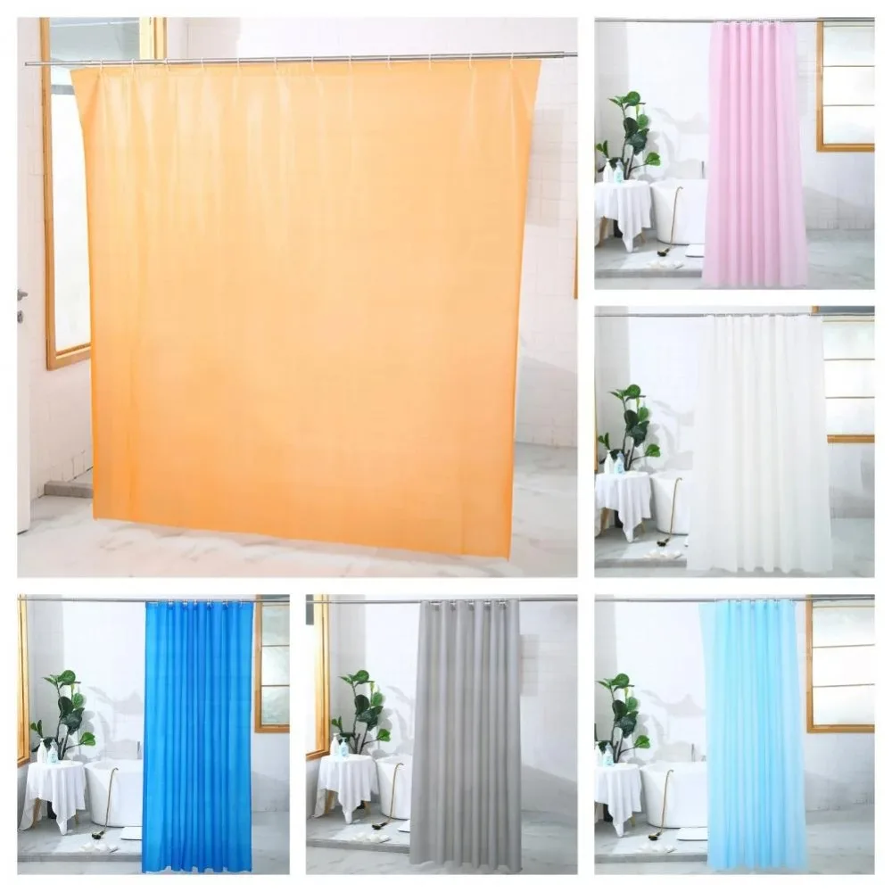 Thickened Solid Color With Hook Bathroom Curtain Waterproof Mildew Proof Shower Curtain