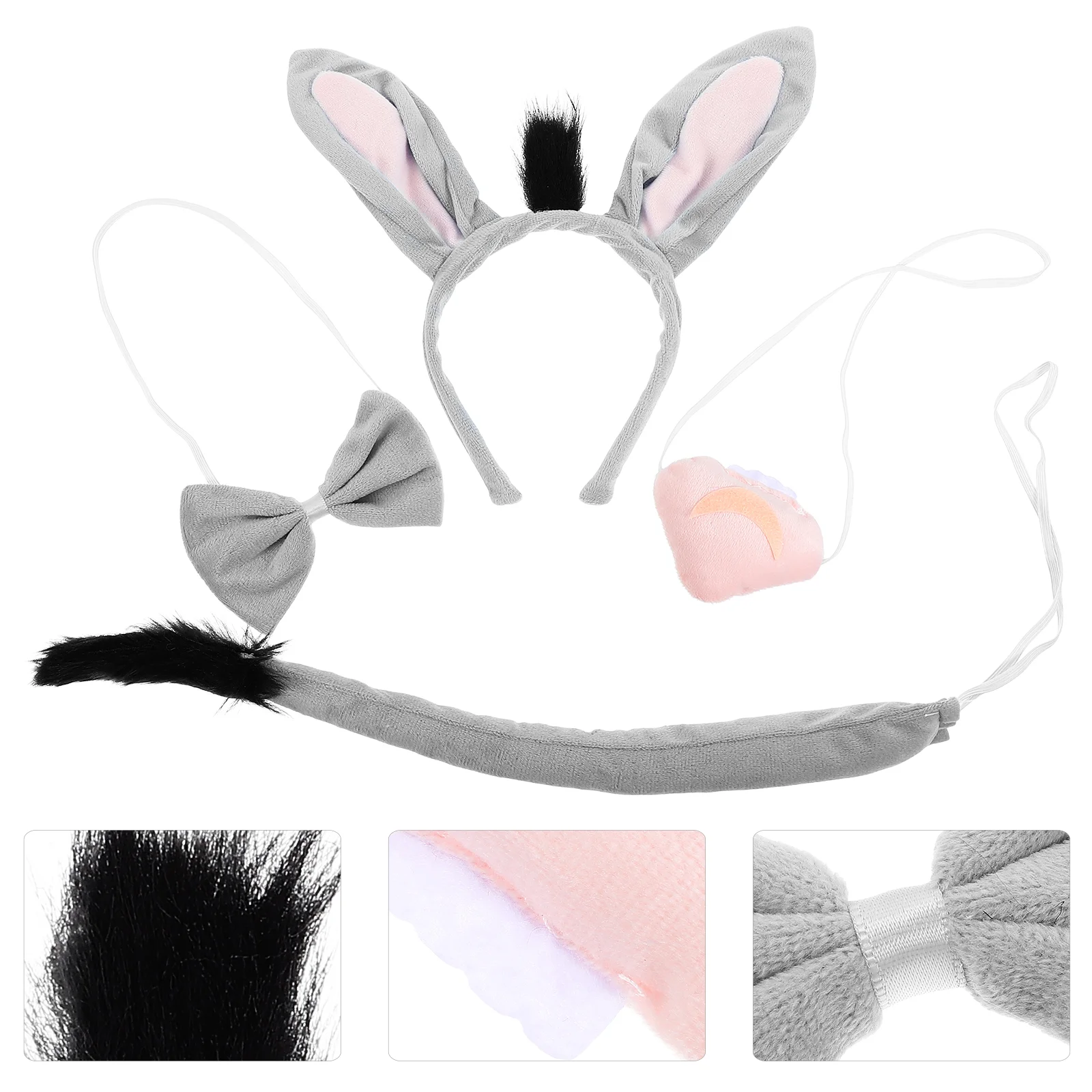 Bande de Sauna avec Oreilles de Matkey pour Enfant, Costume d'Halloween, Animal Gris, Fournitures de Cosplay