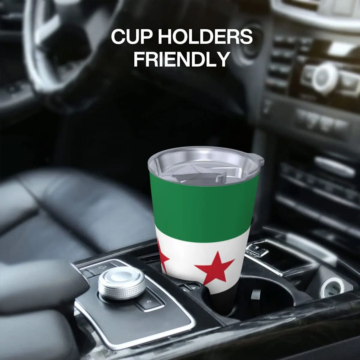 The Syrian Arab Republic Three Star Tumbler Vacuum Insulated Thermal Cup Stainless Steel Smoothie Tea Mug Water Bottle, 20oz