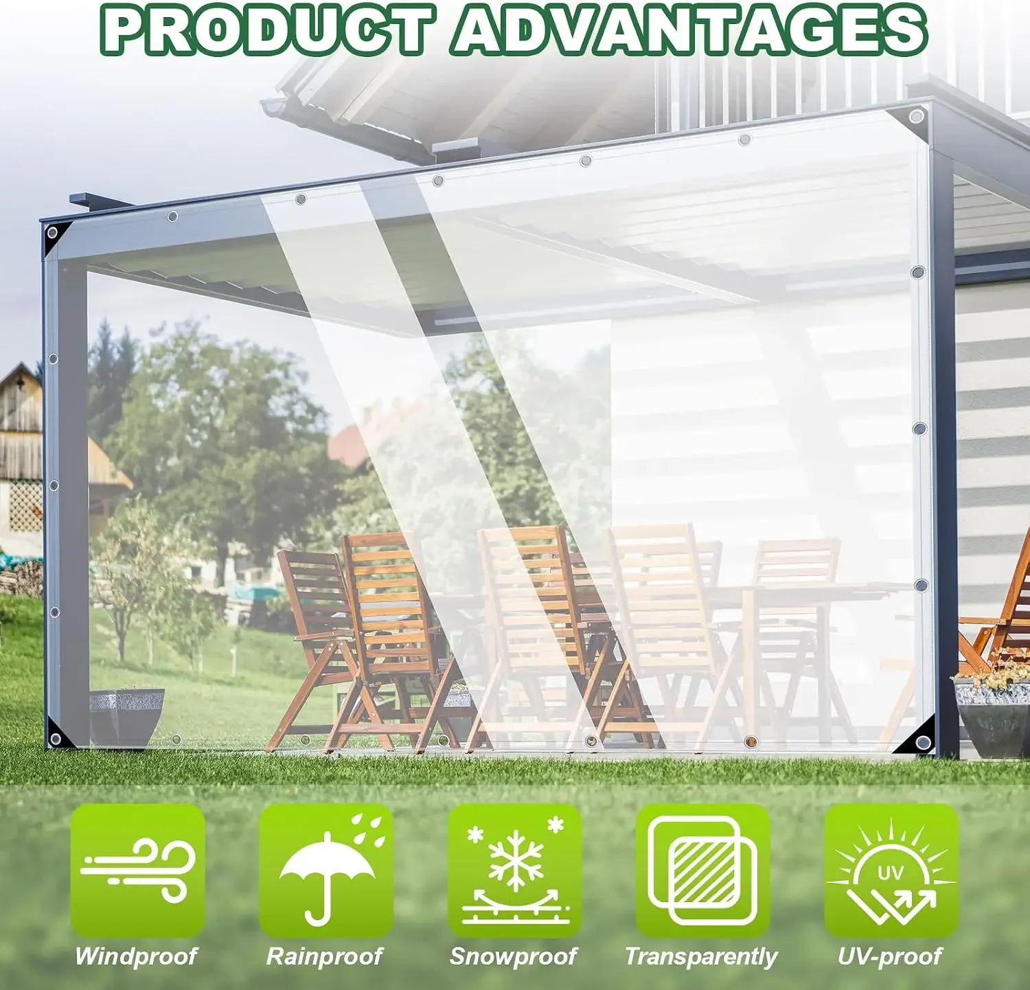 US Shipping Brand new Clear Tarp,10x16ft Clear Tarps with Grommets,14 MiL Heavy Duty Waterproof with Reinforced Edge for Patio a