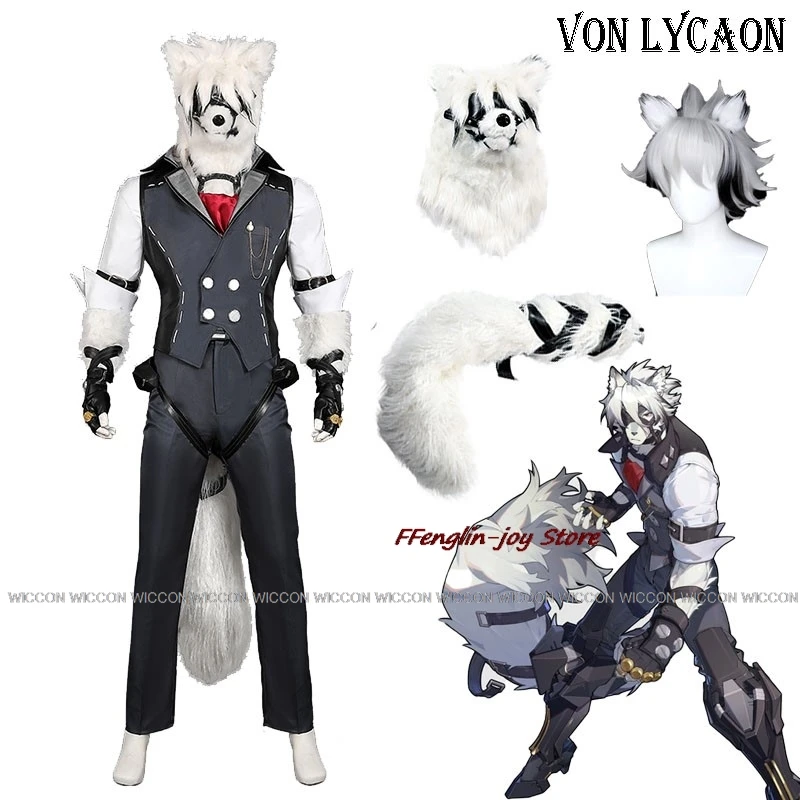 

Von Lycaon Косплей Костюм Маска Парик Игра Zenless Zone Zero Victoria Housekeeping Wolf Von Lycaon Ears Tail Плюс Размер XS-XXL