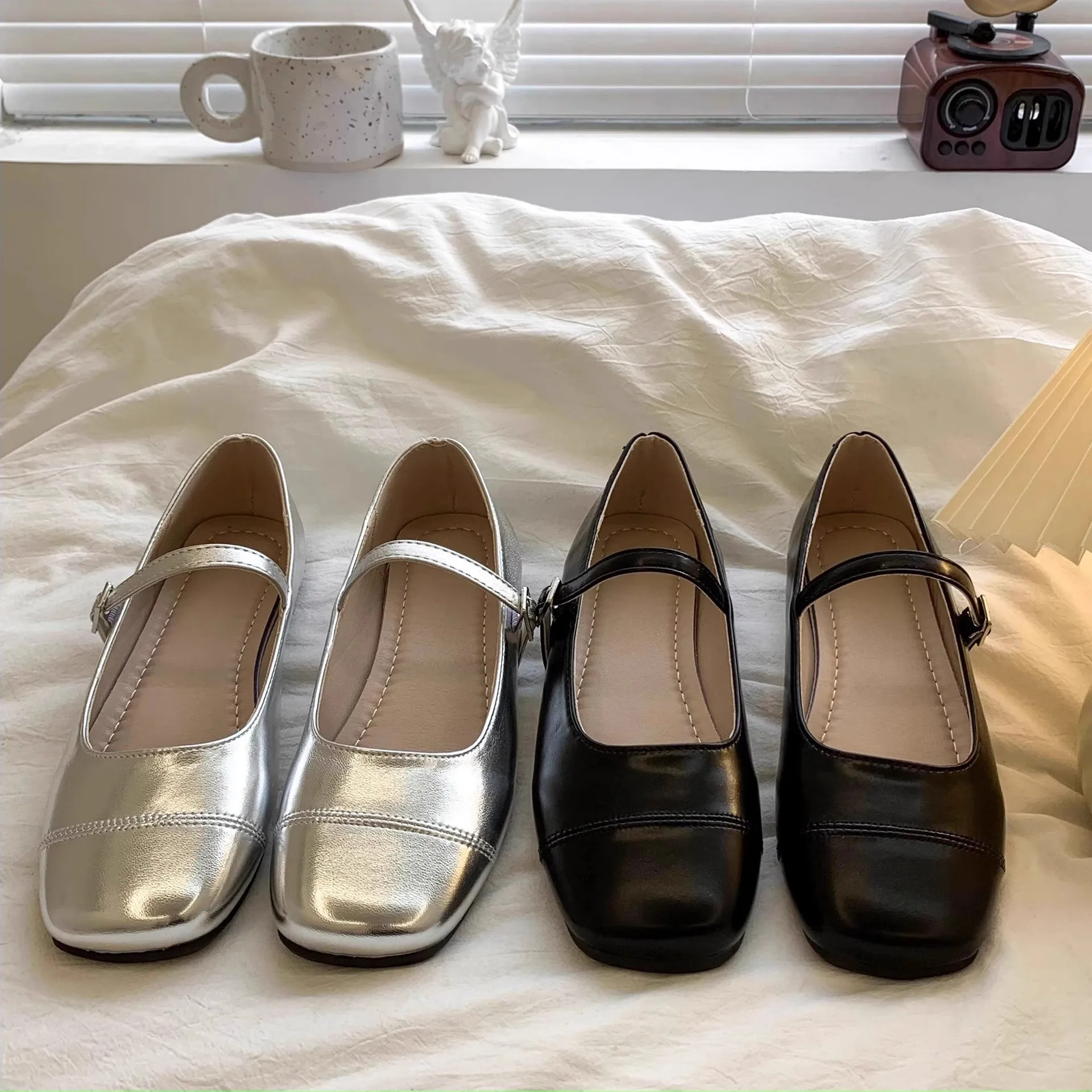 

Kids'Casual Shoes Solid Color PU Leather Spring Shoes For Girls Velcro Soft Bottom Anti-slip Silver Black Shoes Size 26-37