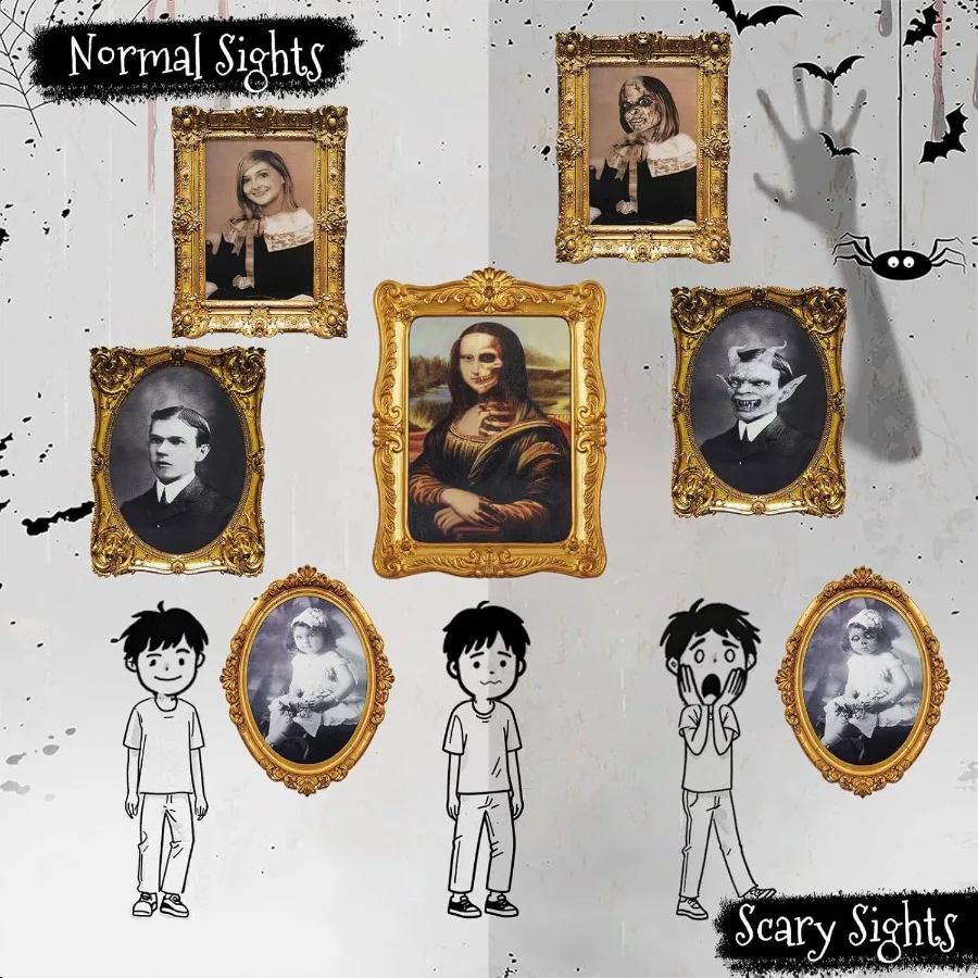 زينة الهالوين ديكور داخلي مسكون مخيف ثلاثية الأبعاد صور وجه متغيرة إطار صور جدارية متحركة لحفلة رعب مخيف #2