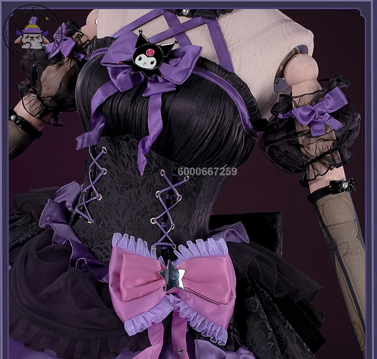 Identity V disfraz de Reina sangrienta para mujer, disfraz de Halloween, Marie, Piel púrpura, vestido gótico Lolita, sombreros, peluca