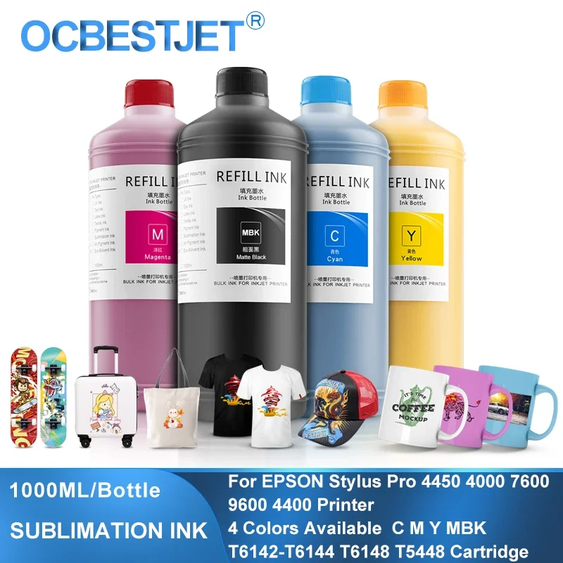 1000ML Sublimation Ink T6148 T6142 T5448 Cartridge For EPSON Stylus Pro 4450 4400 4000 7600 9600 Printer Heat Transfer Ink