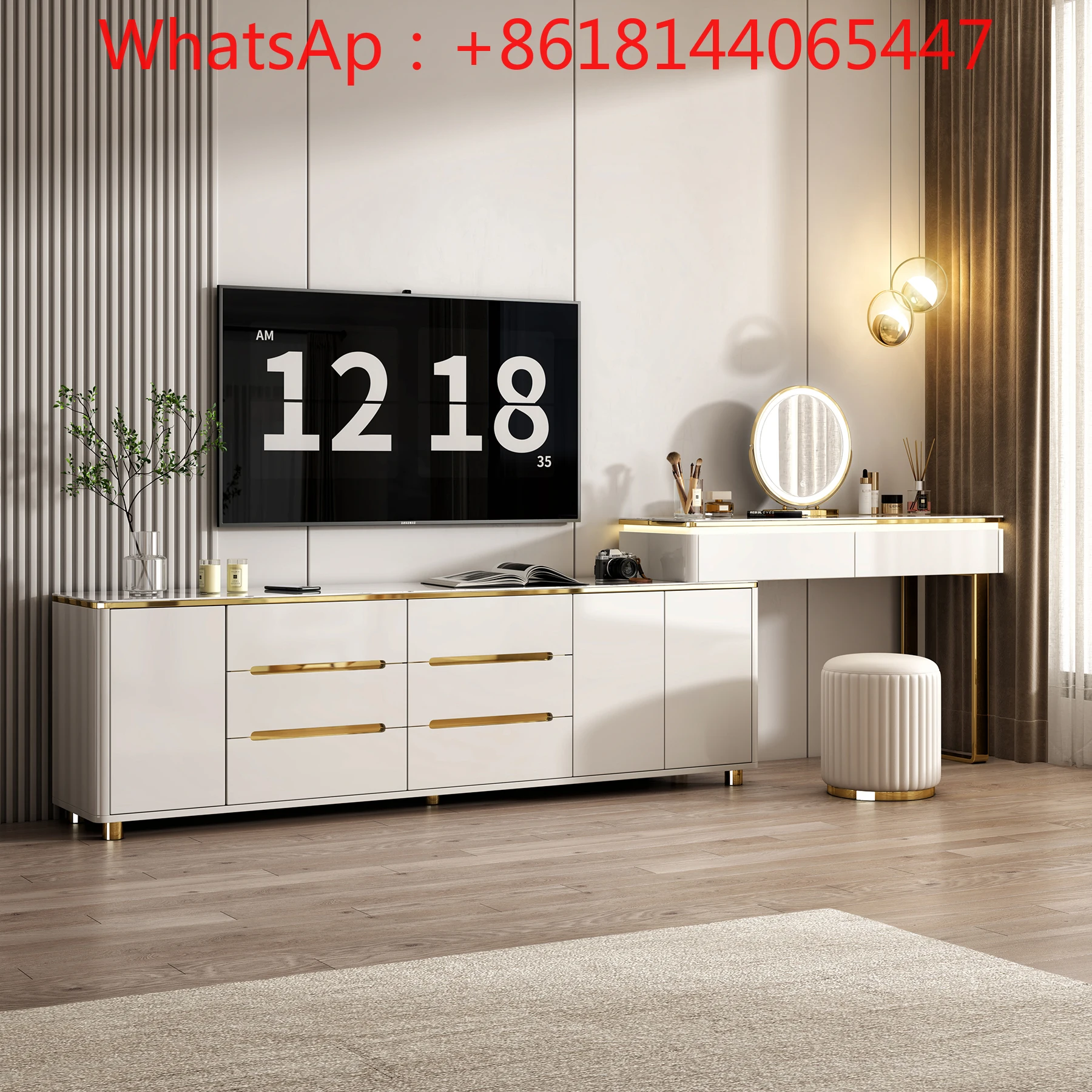 Solid wood lacquered rock slab dresser storage cabinet integrated bedroom simple  chest dresser light luxury atmosphere light