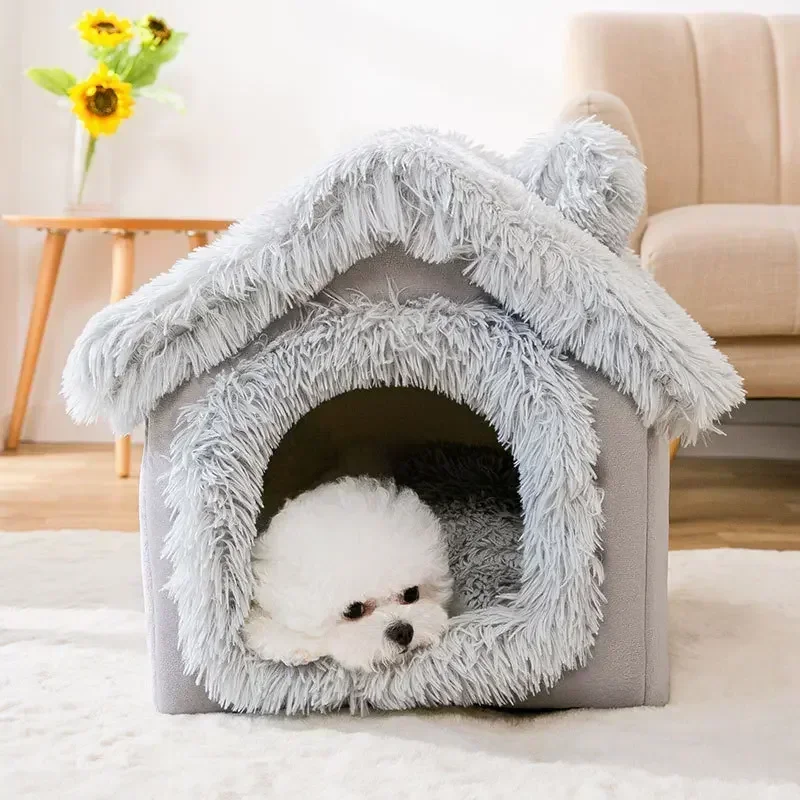 Foldable Dog House Kennel Bed Mat For Small Medium Dogs Cats Winter Warm Cat Bed Nest Pet Products Basket Pets Puppy Cave Sofa