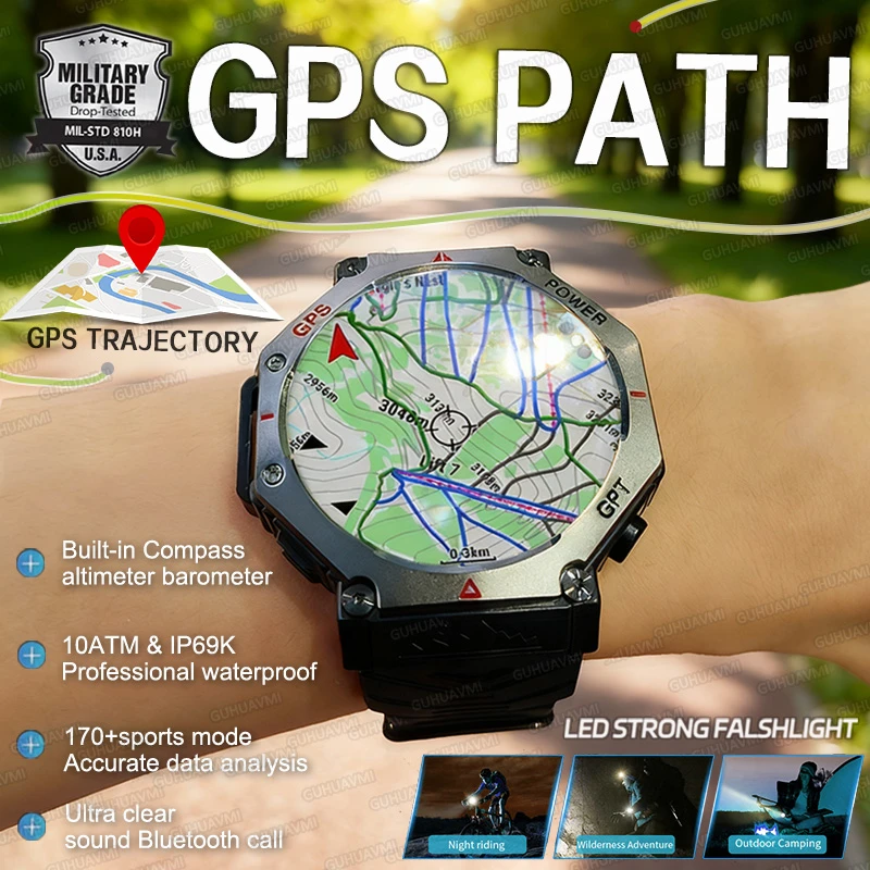 

2026 New Military grade Smart Watch Men Full Stainless Steel 6 Satellite GPS Map 10ATM Waterproof 100m Freediving Sport Watch