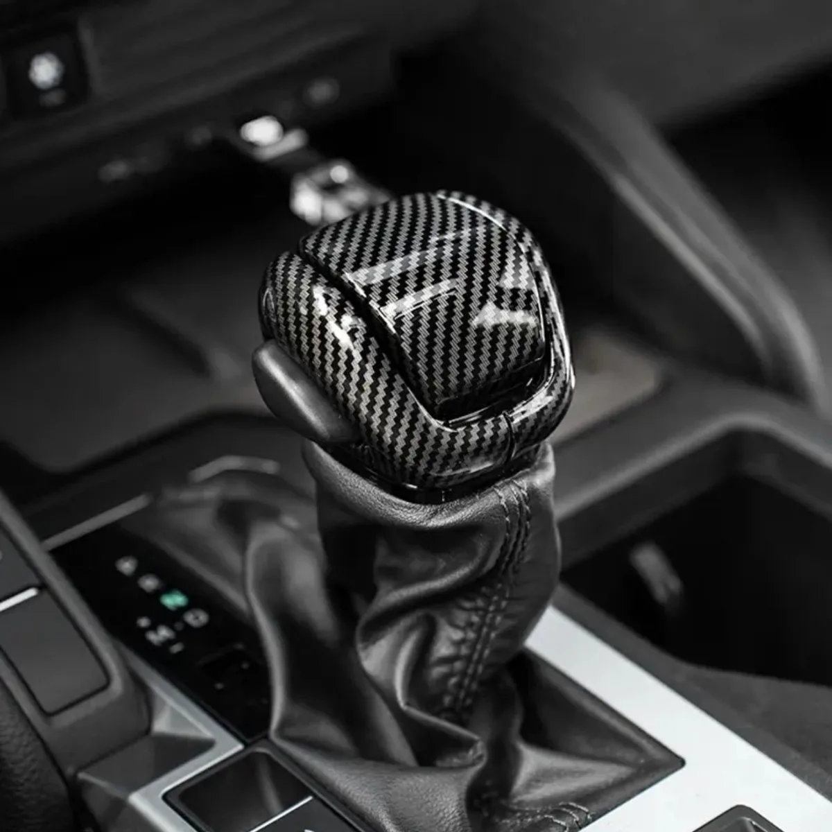 

Car Gear Shift Knob Cover Lever Carbon Fiber ABS Style Auto Parts Stick Head Trim LHD For Toyota Land Cruiser LC300 Prado LC250