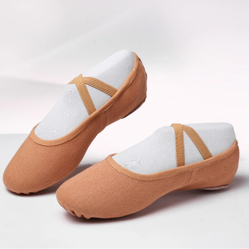 Chaussures de ballet pour femmes et filles, chaussures de danse, académie de danse, trois l'offre elles fendues souples, tissu commandé, pantoufles en maille d'épissure de phtalate