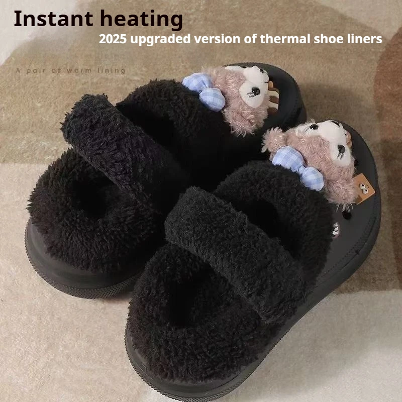 1 Pair Winter Warm Shoe Cover Inserts Croc Replacement Fur Insoles Removable Soft Thickened Shoes Liners Plush Cover Accessories