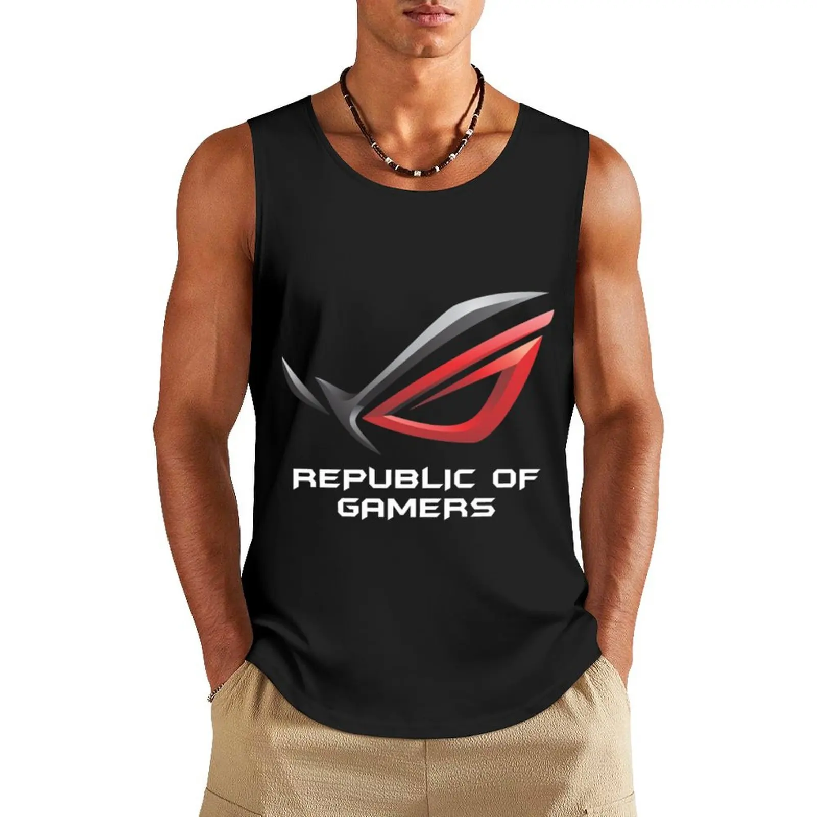 

ROG Tank Top sleeveless tshirts for men gym shirt man fitness clothing for men