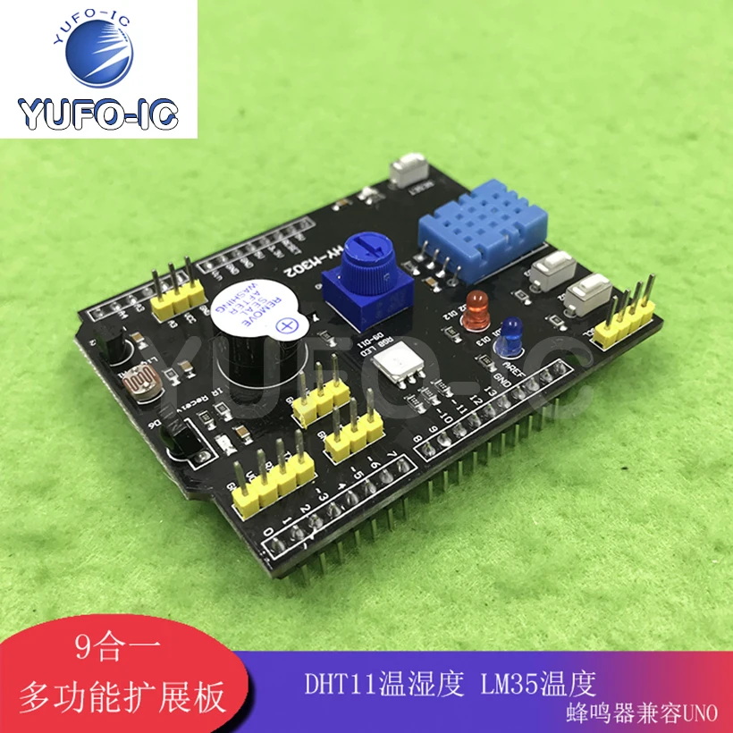 

Free Ship 3pcs 9 One Multi-Function Expansion Board DHT11 Humidity LM35 Temperature Infrared Full Color Buzzer Compatible