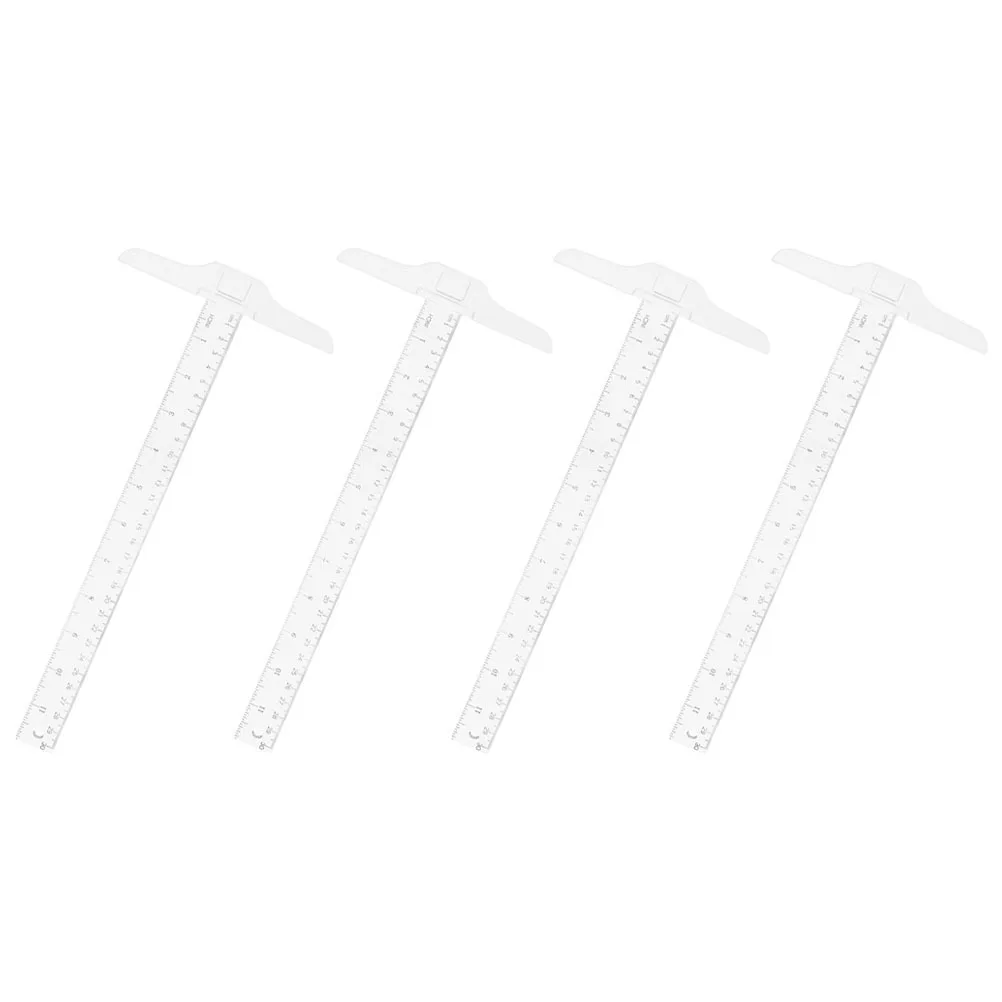 4Pcs Transparent T Shaped Ruler Professional Drafting Ruler for Engineering Woodworking Art Drawing Measuring Tool
