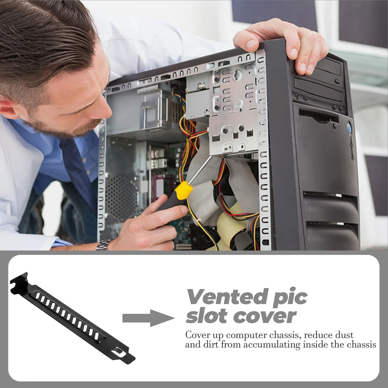 

20pcs Pci Slot Cover Metal Vented Expansion Blank Plate For Computer Case Heat Dissipation Dustproof Chassis Block