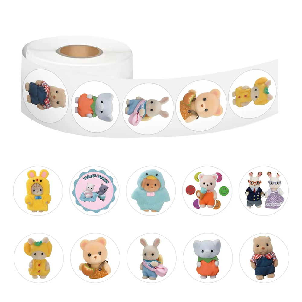 

500pcs/Roll Calico Critters Cartoon Stickers Cute DIY Laptop Suitcase Stationery Fridge Waterproof Sealing Decals Kid Reward Toy