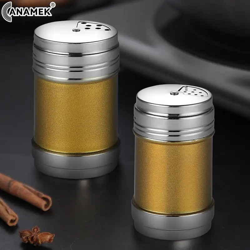 1pc Stainless Steel Jars For Spices Waterproof Salt Sugar Bottle Rotating Cover Shaker And Pepper Shaker Kitchen Accessories