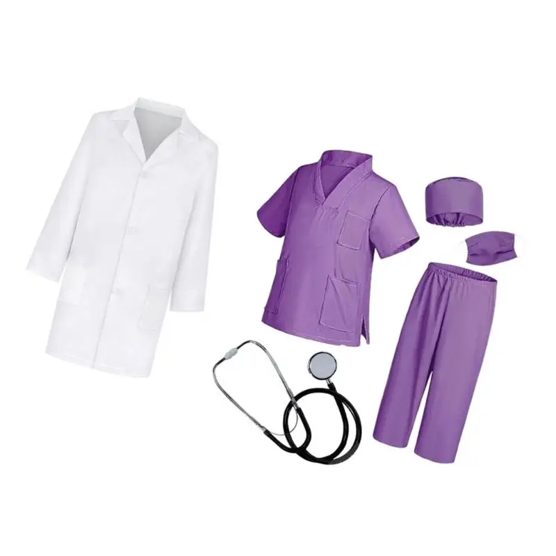 

Набор детских костюмов для ролевых игр 39BB, 6 предметов, включает в себя лабораторный халат, шляпу, стетоскоп