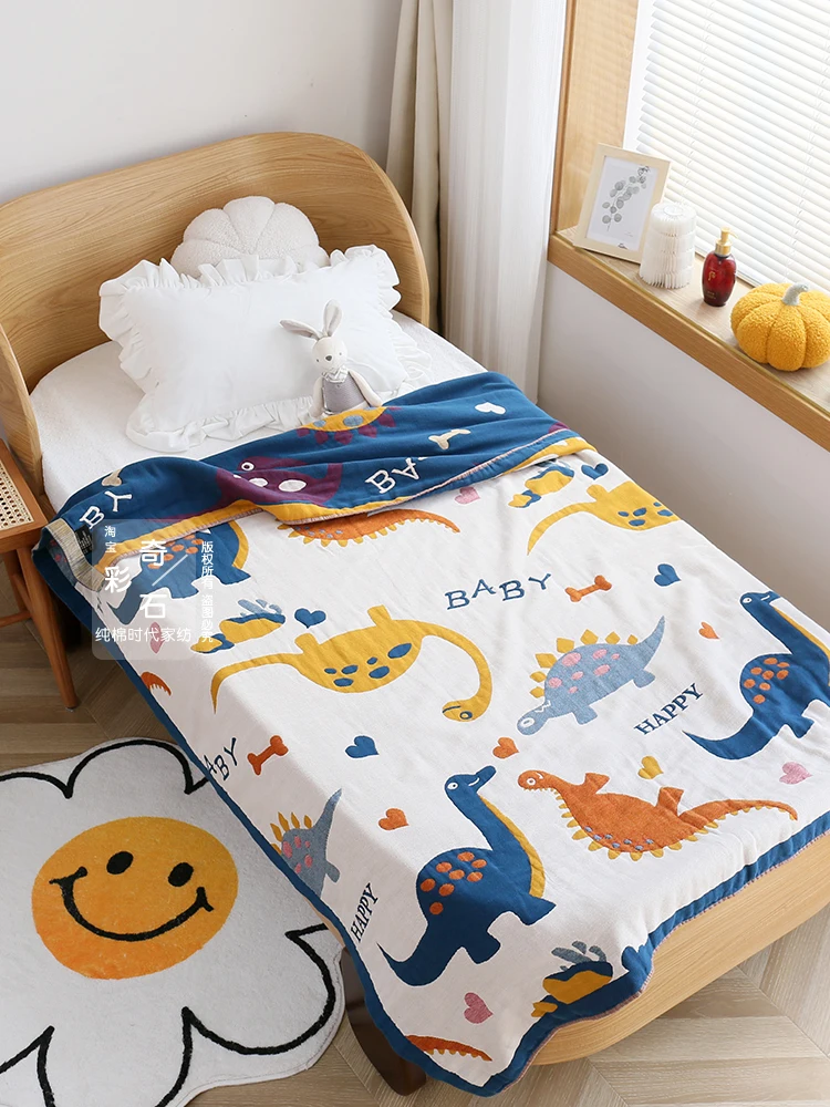 Imagem -04 - Primavera e Outono Kid Algodão Gaze Toalha Quilt Cartoon Children Baby Blanket Respirável Toalha de Banho Algodão Nap Blanket