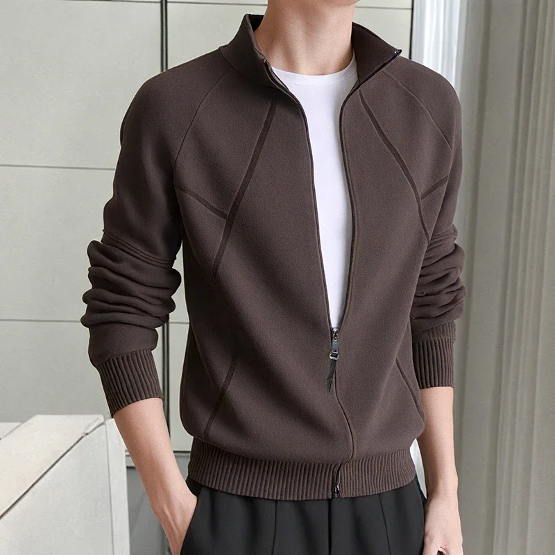 

New Autumn Winter Men's Knitted Sweater High Quality Jacquard Raglan Style Versatile Jacket