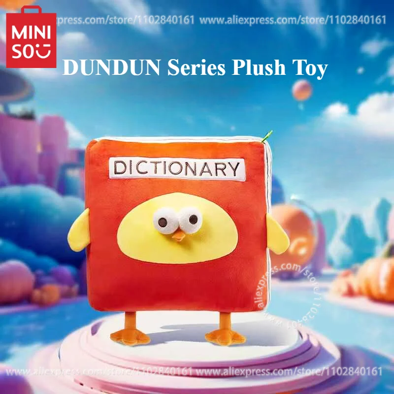 MINISO Plush Toy DUNDUN Series Dictionary Chicken Prawn Doll Cute Pillow Sofa Ornament Anime Peripheral Children's Birthday Gift