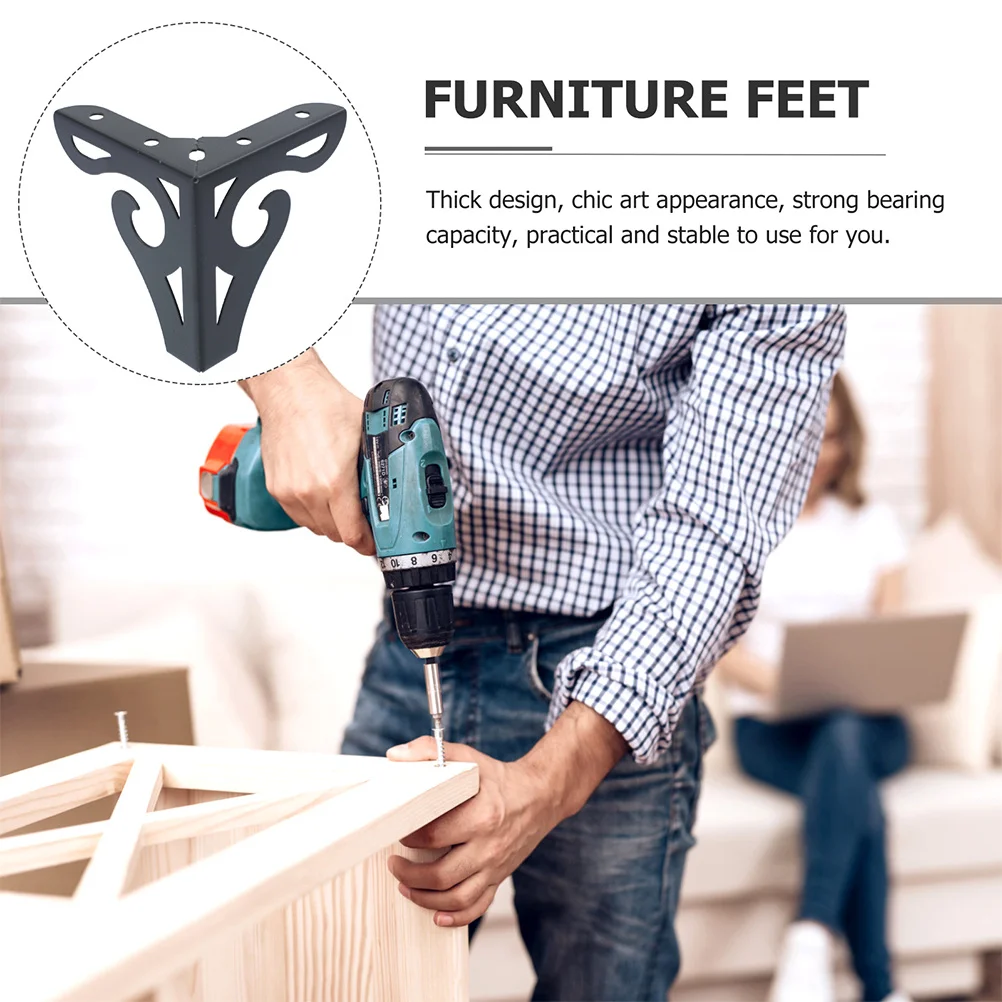 

4pcs Metal Furniture Legs High-Grade Iron Triangle Cone Design Strong Support For Cabinet Wardrobe Coffee Table Chair Bedside