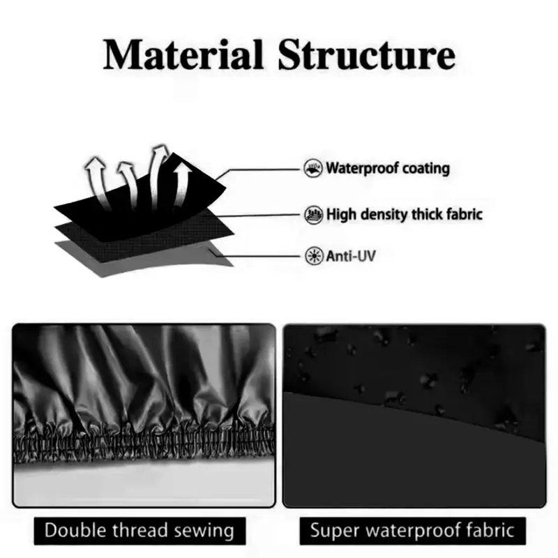 M50K-Motorcycle Cover Waterproof All Season Dustproof UV Protective Outdoor 190T Wear-Resistant Fabric Motorbike Cover Black