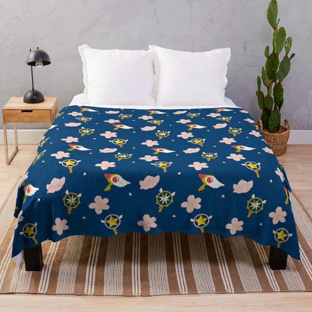 Card Captor Sakura - Staff Pattern Throw Blanket Loose Plaid on the sofa Hair Blankets