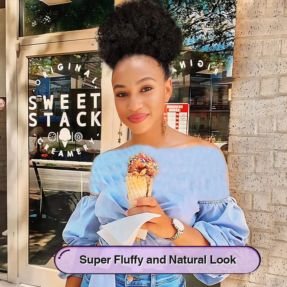 Afro Kinky Curly Ponytail Human Hair For Black Women Brazilian Drawstring Extensions Hair Bun Curly Ponytail Remy Hair Extension