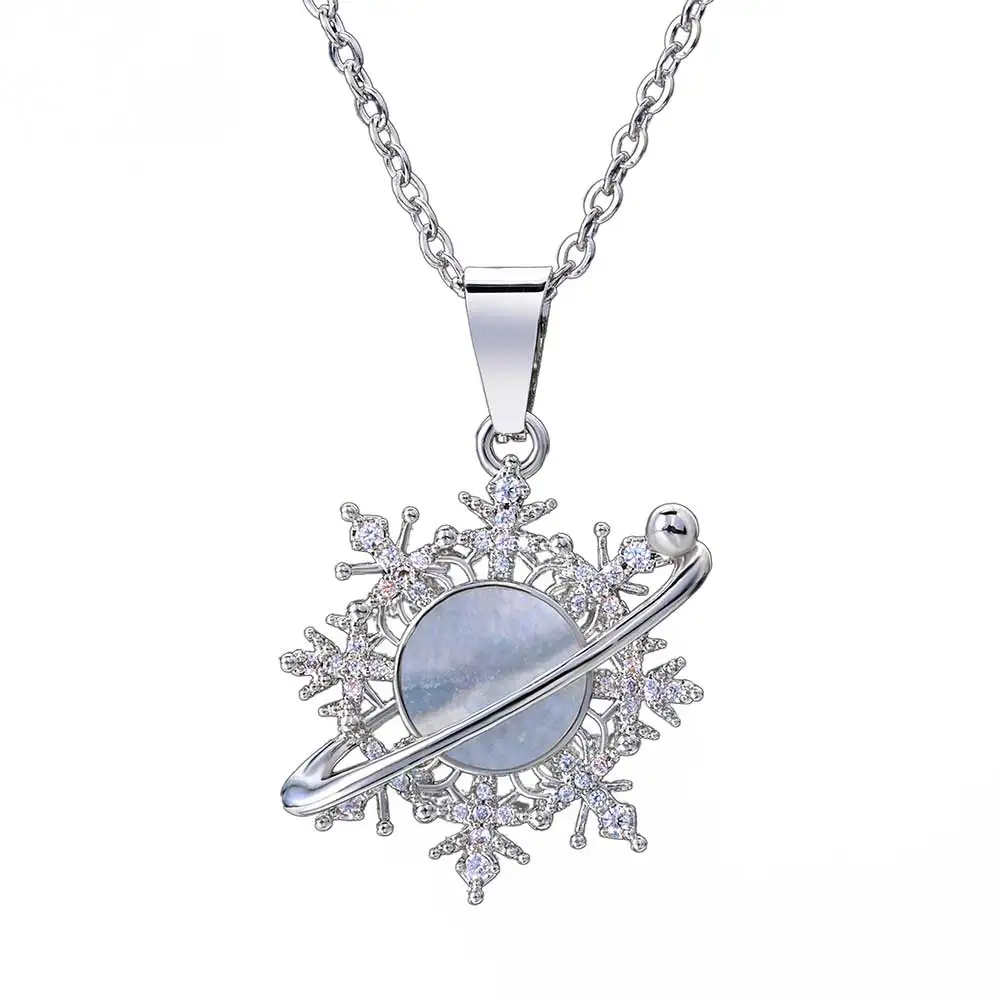 

Ожерелье с крестом из ледяного цветка, рождественский подарок, женское ожерелье на ключицы, сверкающий бриллиант, кулон, ювелирные изделия