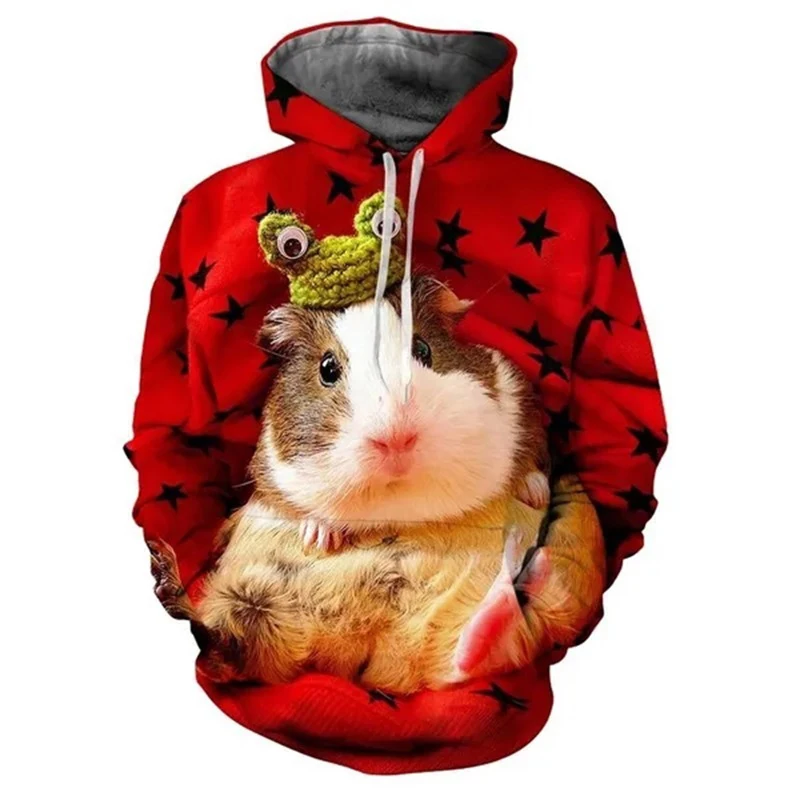 Simpatiche felpe con cappuccio cavia Animal Graphic 3D Print uomo Hip Hop Streetwear felpe con cappuccio pullover oversize top abbigliamento per