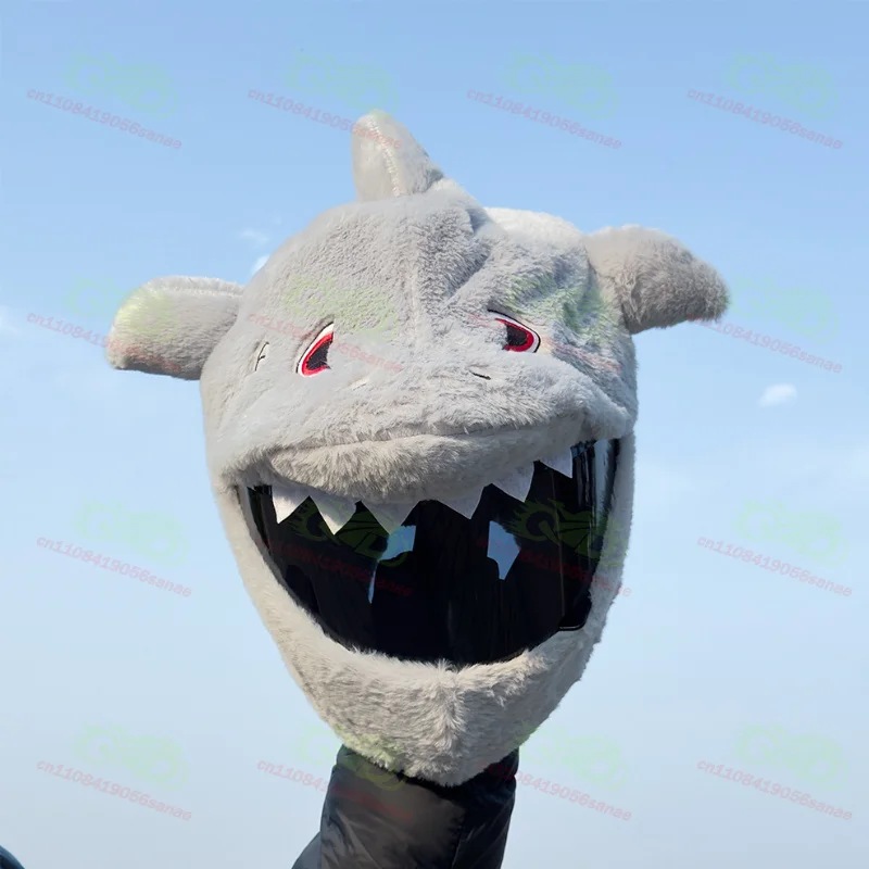 Helmet Protection Helmet Cover Cartoon Plush Shark Motorcycle Full Face Protection Cover Motorcycle Safety and Fashion