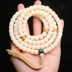 Natural Bodhi 108 Mara Beads Necklace Handmade Meditation Rosary 8mm 108 Beaded Tassel Necklace Long Stretch Jewelry